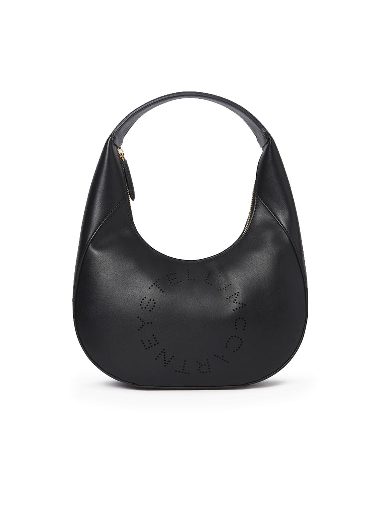 Small Stella Logo Hobo Shoulder Bag in Black