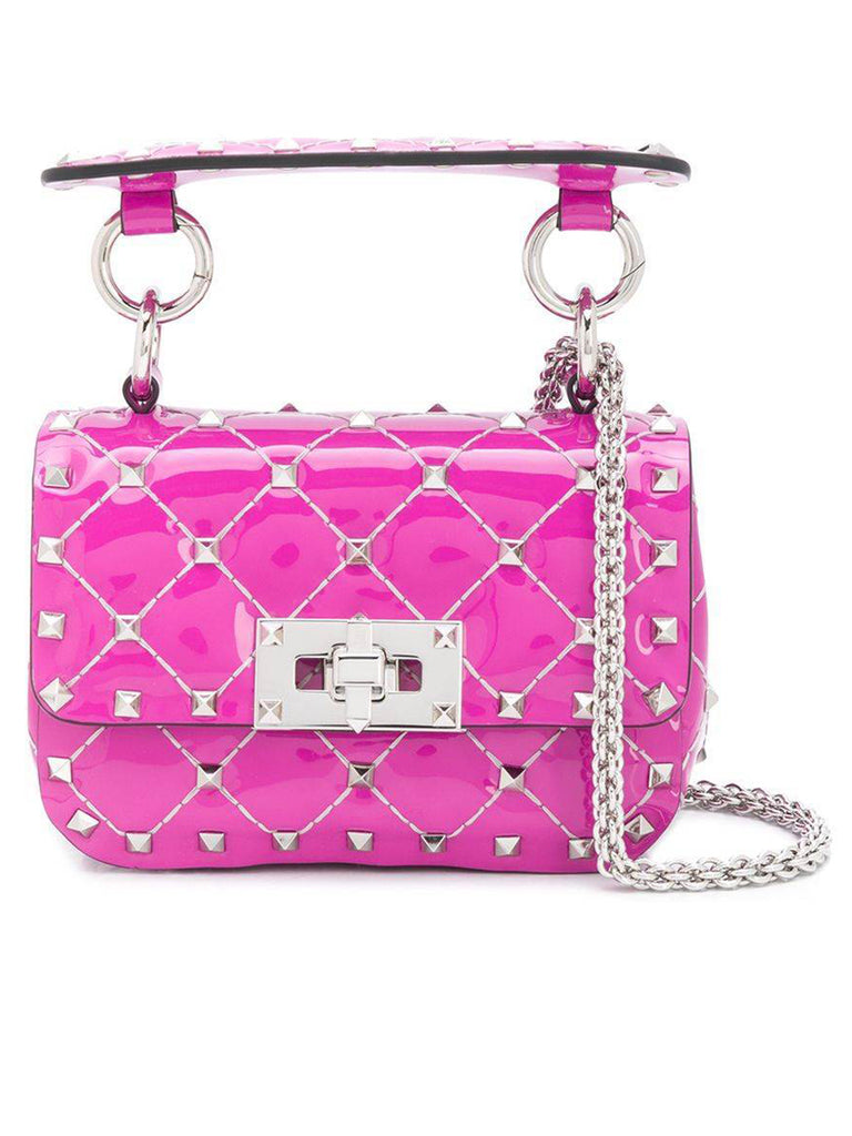Micro Rockstud Spike Patent Leather Bag in Radiant Orchid