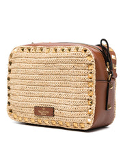 Rockstud Crossbody Bag in Natural Raffia