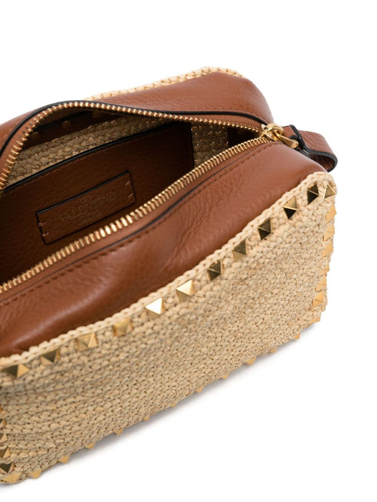 Rockstud Crossbody Bag in Natural Raffia