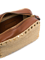Rockstud Crossbody Bag in Natural Raffia
