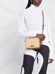 Rockstud Crossbody Bag in Natural Raffia