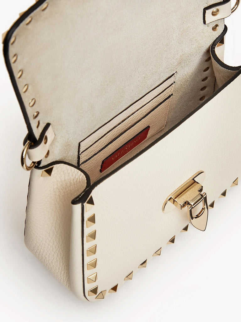 Valentino Small Rockstud Grainy Calfskin Handbag in Ivory – COSETTE