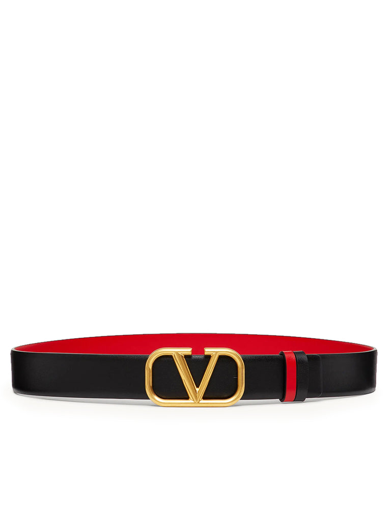 Reversible Vlogo Signature Belt in Shiny Calfskin 30MM