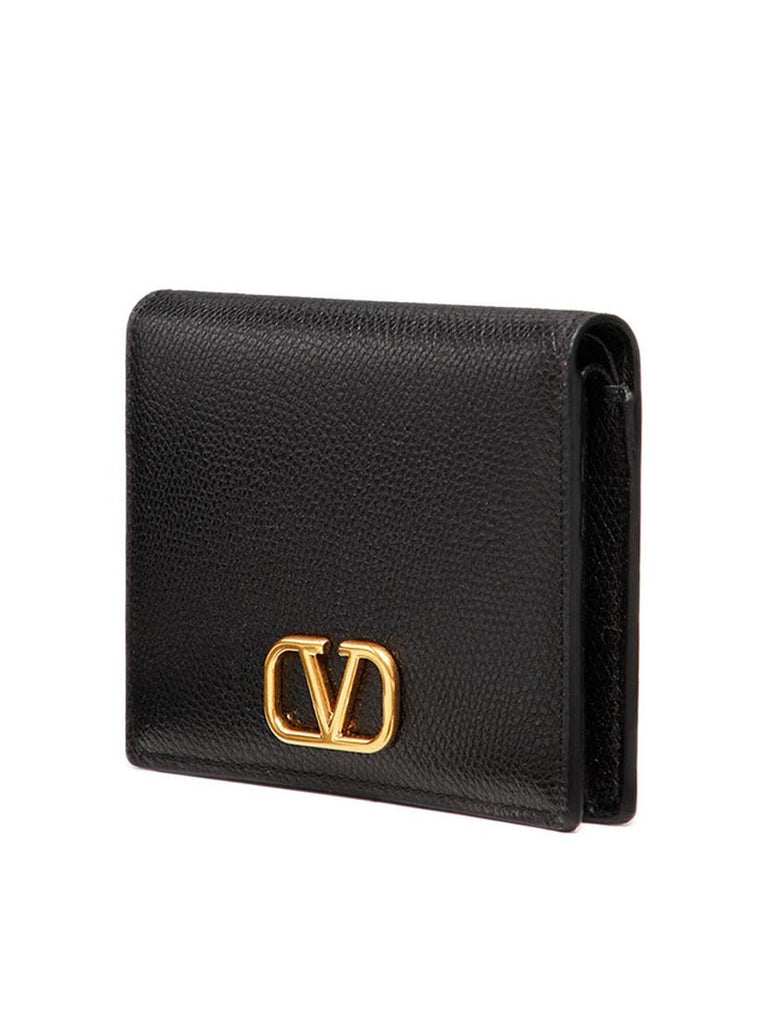 Valentino Compact Vlogo Signature Grainy Calfskin Wallet – COSETTE