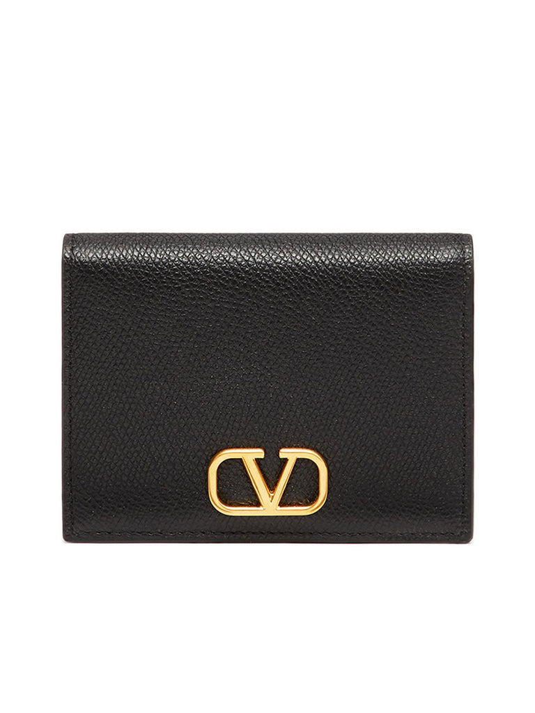 VLogo Signature Compact Wallet in Black