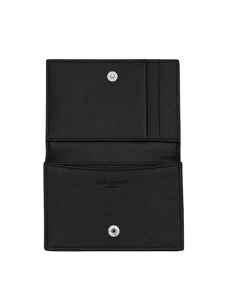 Business card holder with flap in smooth leather, Saint Laurent