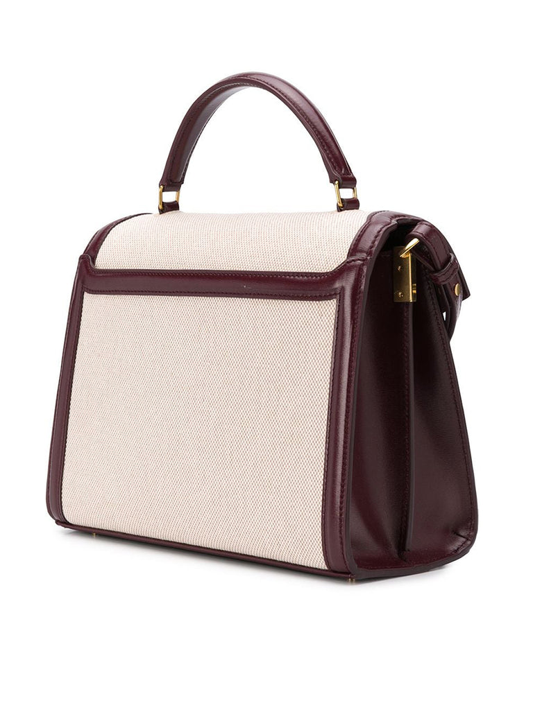 Cassandra medium top handle bag in canvas and smooth leather sale