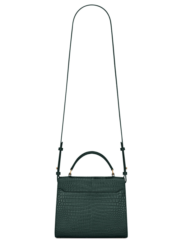 Saint Laurent Cassandra Mini Top Handle Bag in Crocodile-Embossed Shiny ...