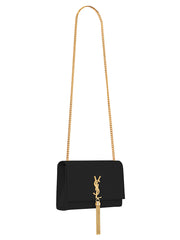 Saint Laurent Kate Medium Chain Bag in Grain De Poudre Gold-tone Black