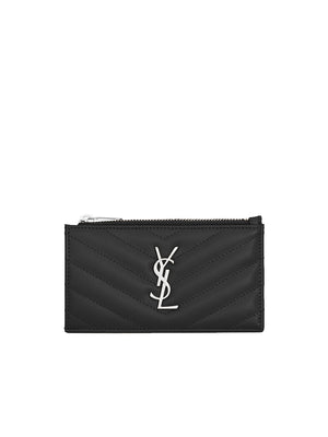 Cassandre Matelasse Zipped Fragments Card Case in Grain Leather