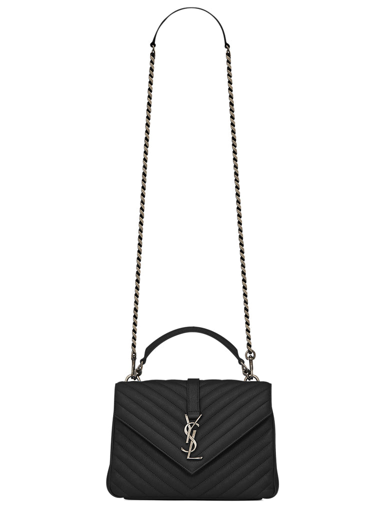 College Medium Leather Shoulder Bag in Grey - Saint Laurent