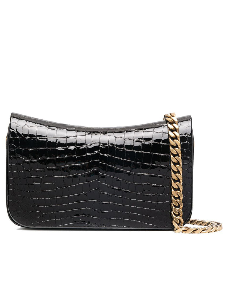 Elise Shoulder Bag in Alligator-embossed Patent Leather