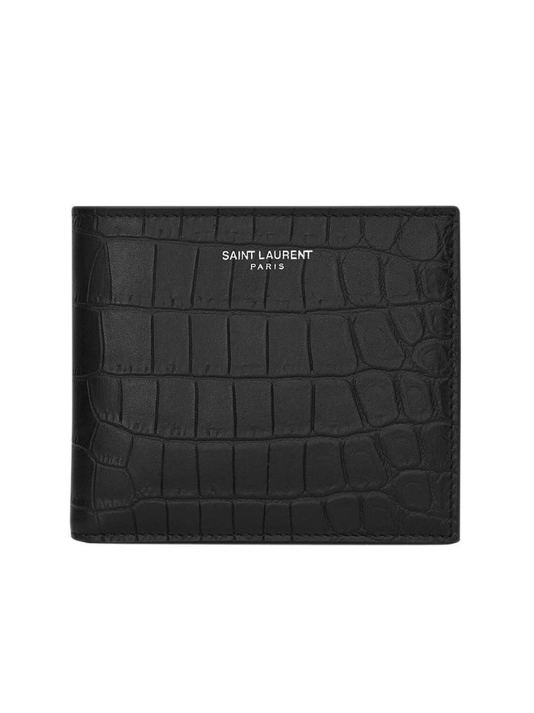 East/West Wallet with Coin Purse in Crocodile Embossed Leather