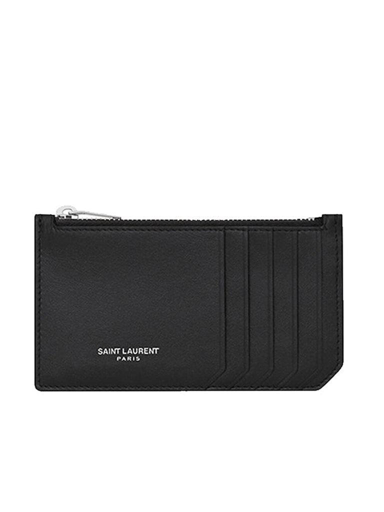 Saint Laurent Fragments Zipped Card Case in Smooth Leather