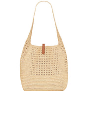 Hobo Raffia Bag in Crochet and Smooth Leather