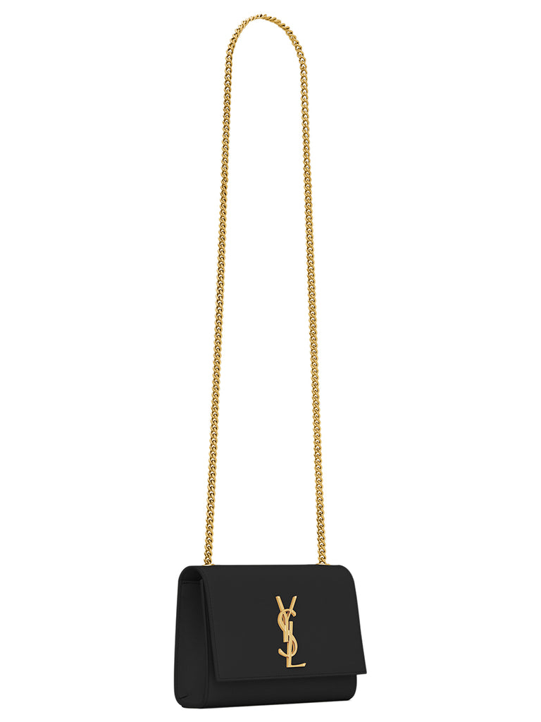 Saint laurent classic small kate chain bag in black grain de poudre textured leather sale