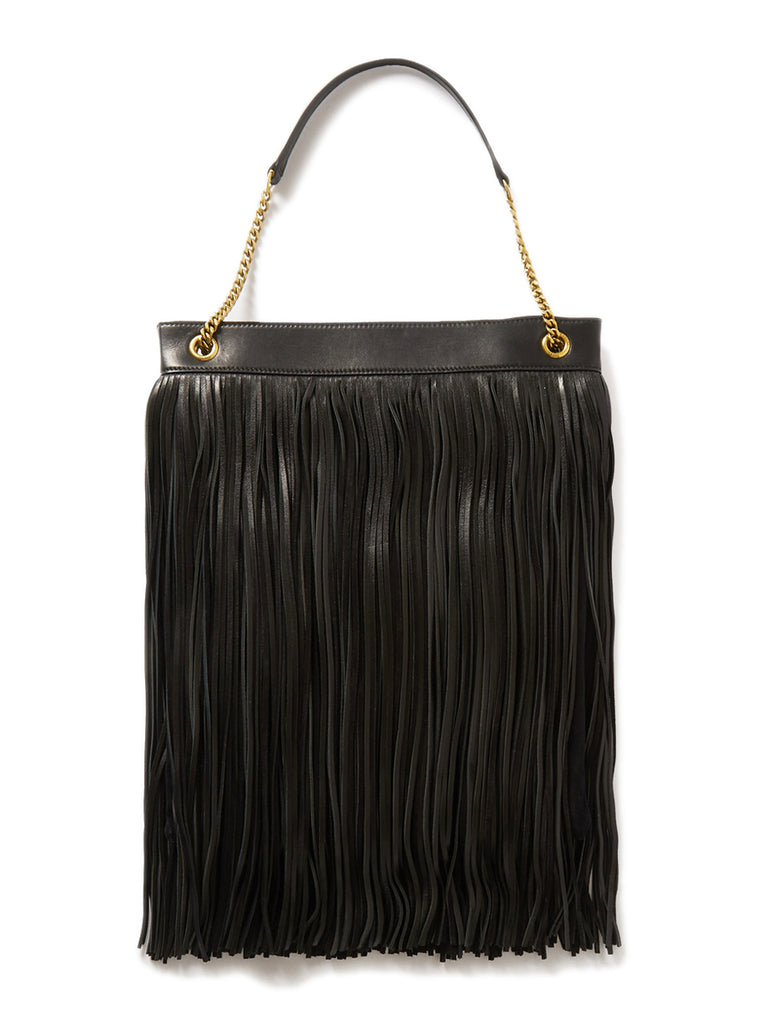 Saint Laurent Grace Large Fringed Leather and Suede Shoulder Bag