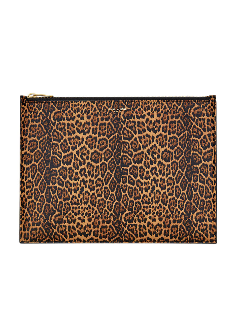 Medium Pouch in Leopard-print Leather