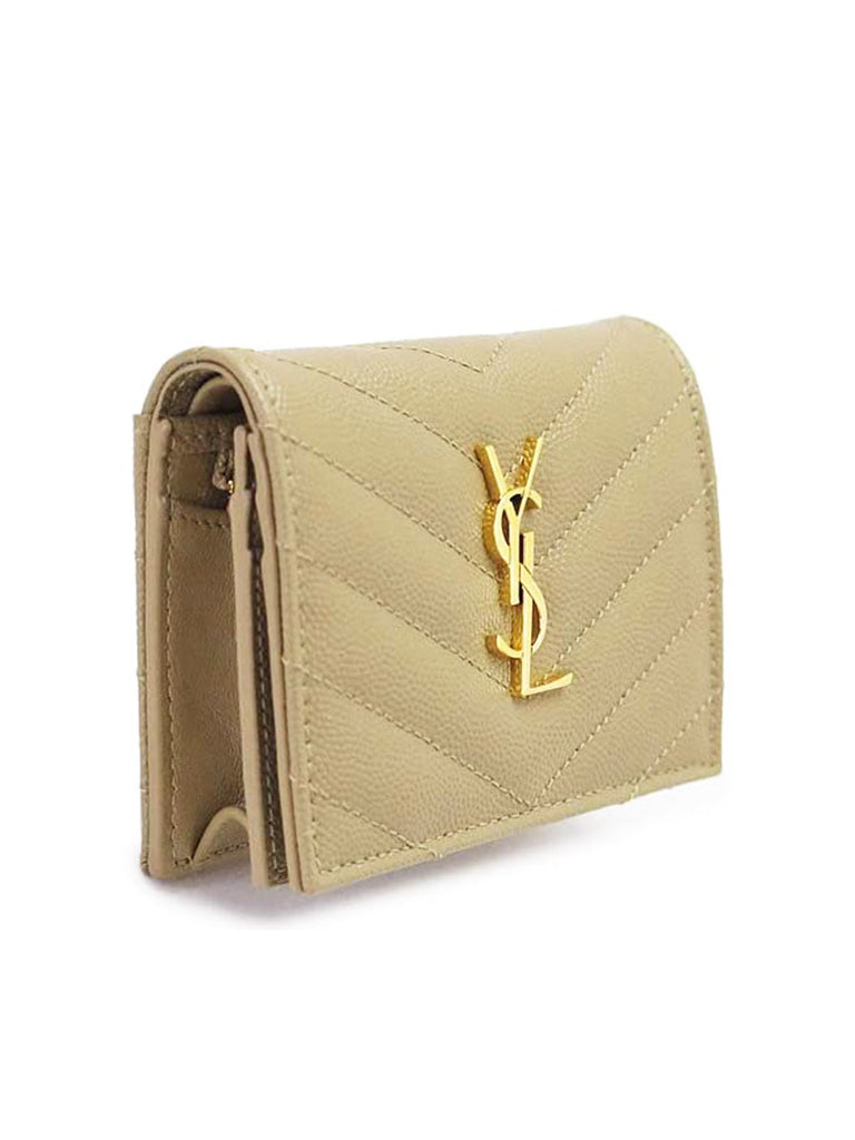 Monogram card case in grain de poudre embossed leather sale