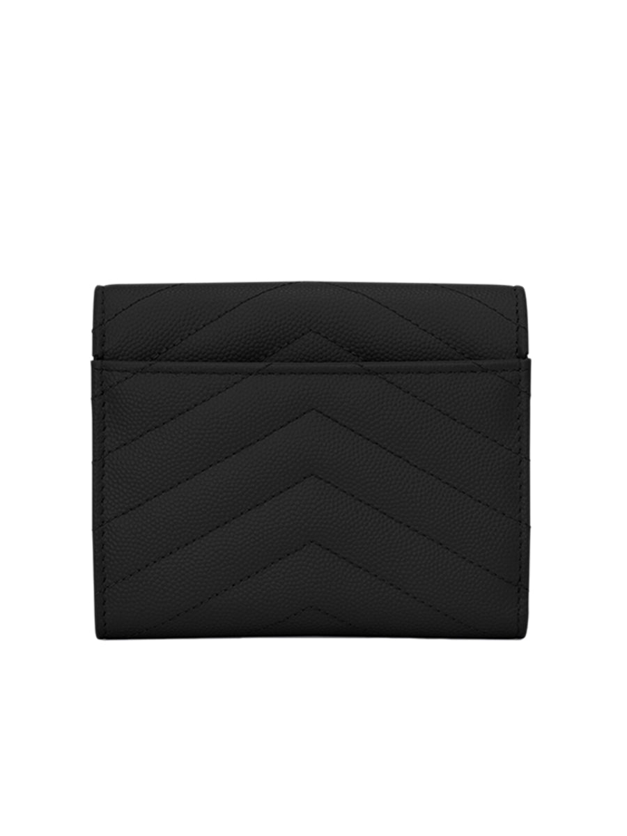 Saint Laurent Monogram Compact Tri Fold in Grain de Poudre Embossed