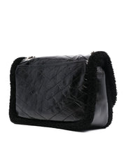 Niki Medium in Quilted Crinkled Leather and Shearling