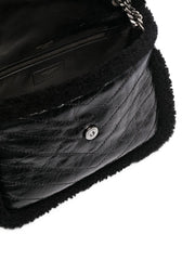 Niki Medium in Quilted Crinkled Leather and Shearling