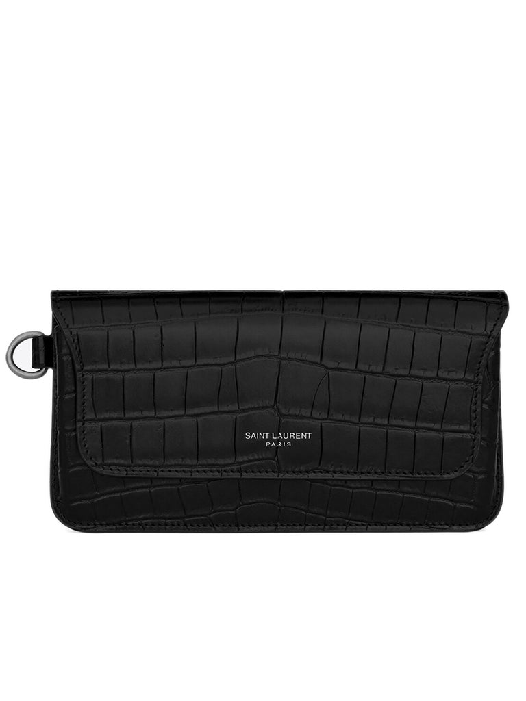 Sunglasses Case in Crocodile Embossed Matte and Goya Leather