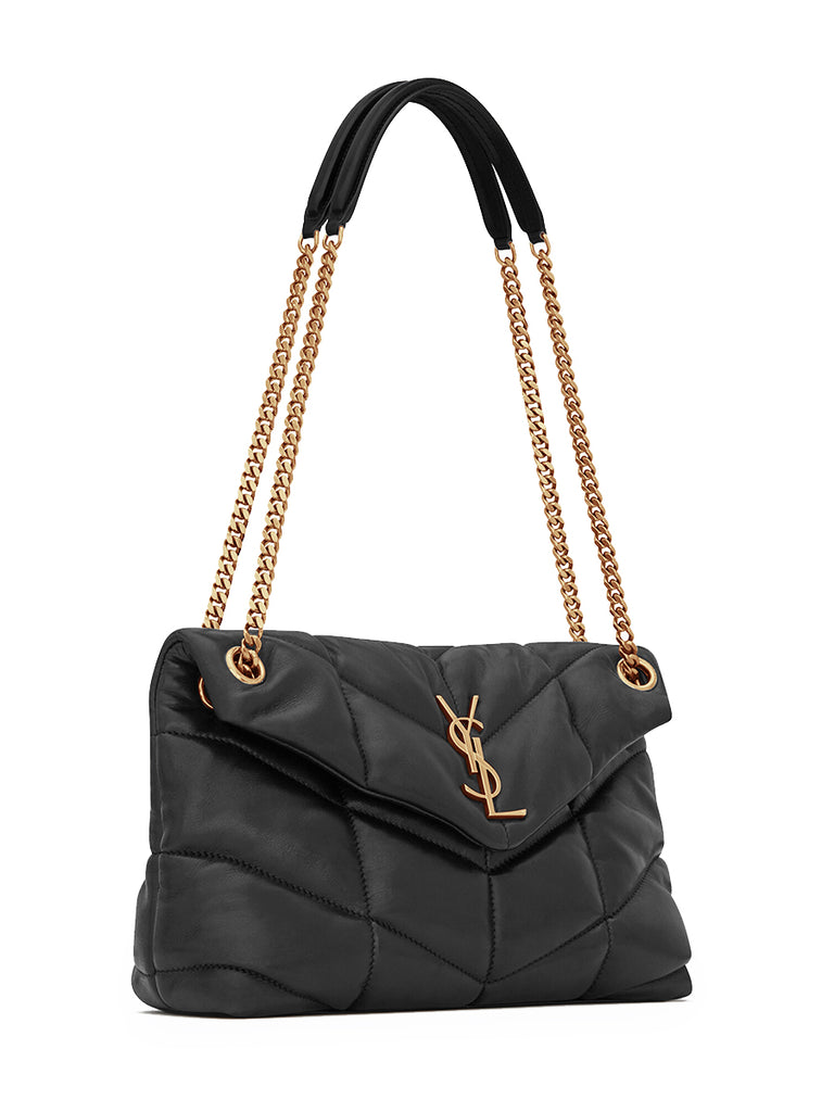 Saint Laurent Loulou Toy Ysl Puffer Quilted Lambskin Crossbody Bag in Black