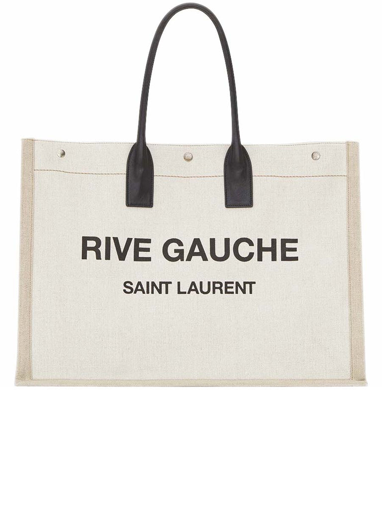 Saint Laurent Rive Gauche Tote Bag in Linen & Leather – COSETTE