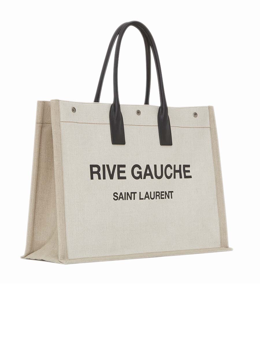 Saint Laurent Rive Gauche Tote Bag in Linen & Leather – COSETTE