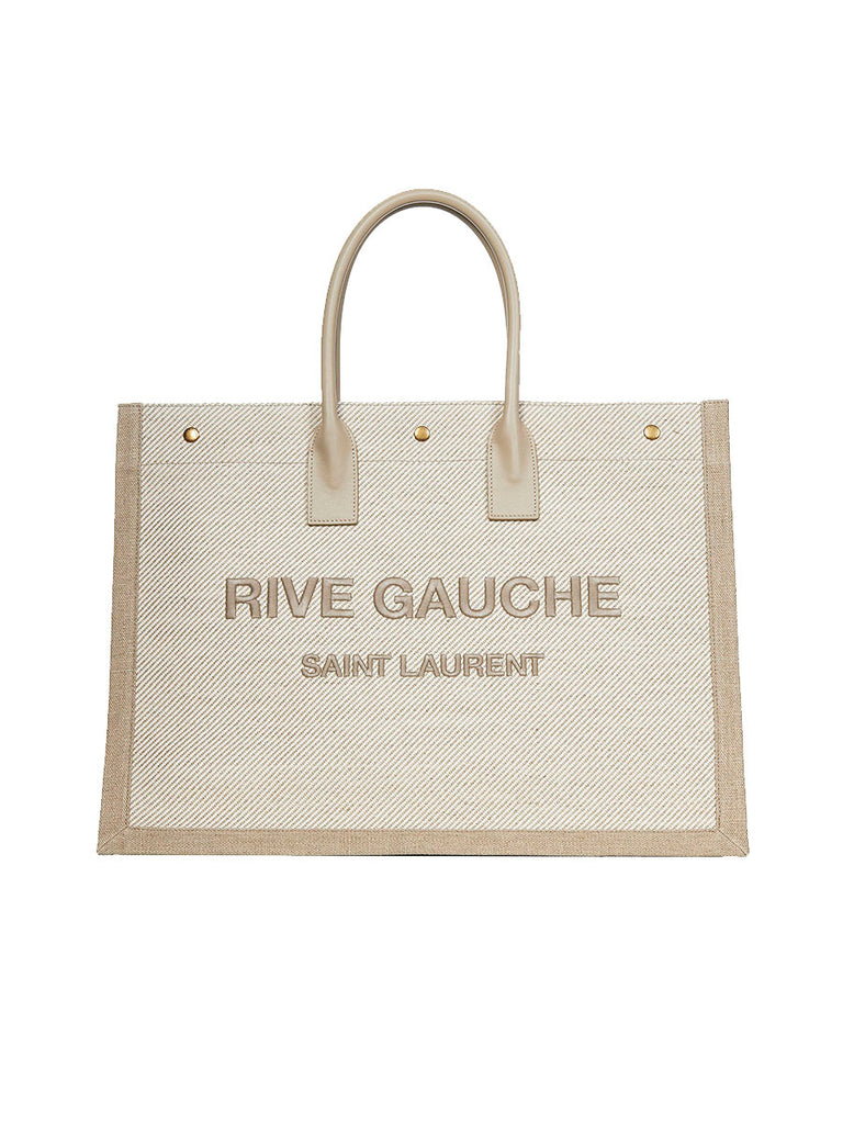 Rive Gauche Tote Bag in Linen and Leather
