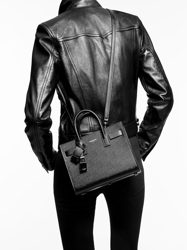 Saint Laurent Nano Sac de Jour Leather Top Handle Bag Sea Salt