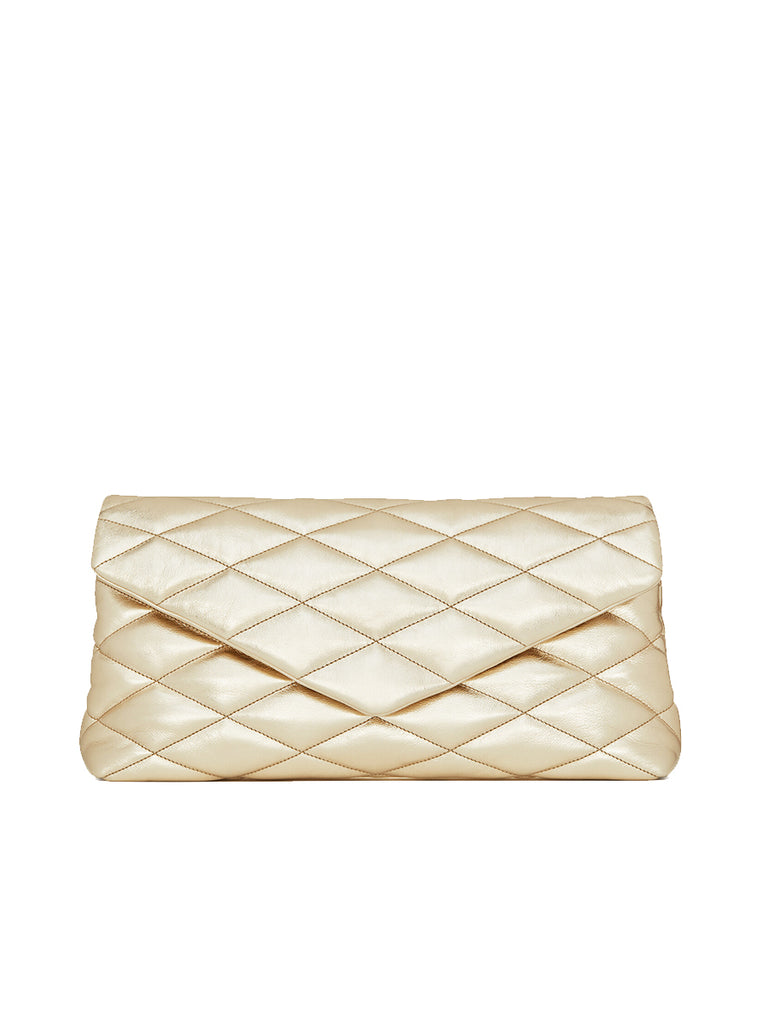 Sade Puffer Envelope Clutch in Lame Leather