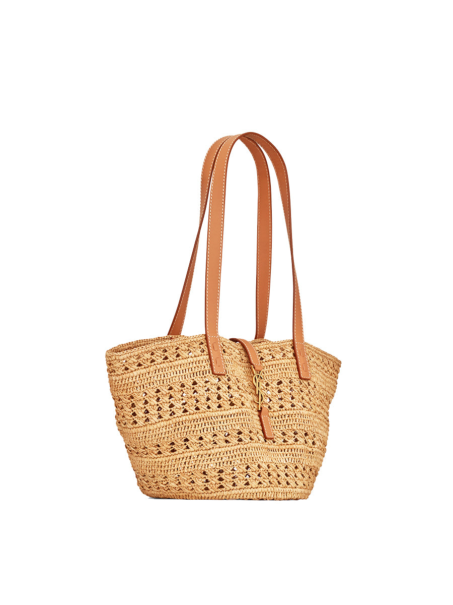Panier Small Bag In Crochet Raffia And Smooth Leather – COSETTE