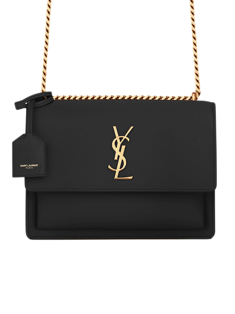 Saint Laurent Sunset Chain Wallet Black in Calfskin with Gold-tone - US