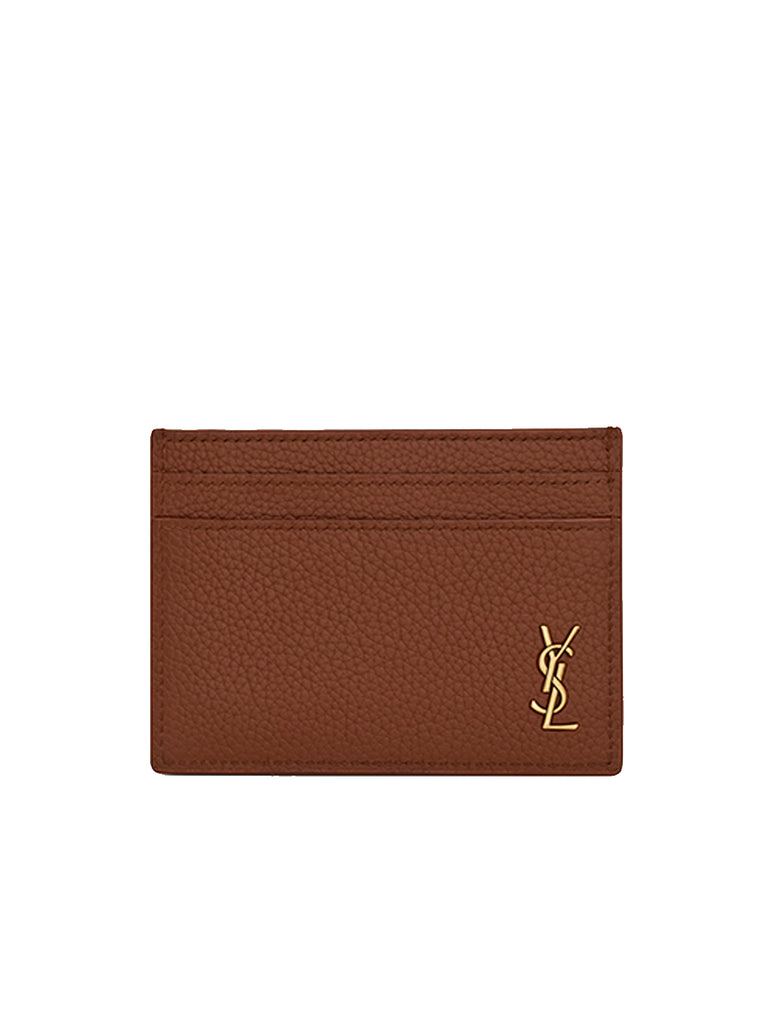 Tiny Cassandre Credit Card Case in Grained Leather