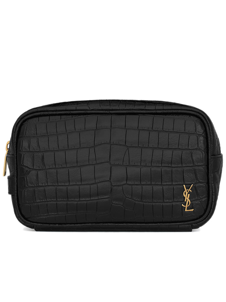 Tiny Monogram Small Grooming Case in Crocodile Embossed Matte Leather