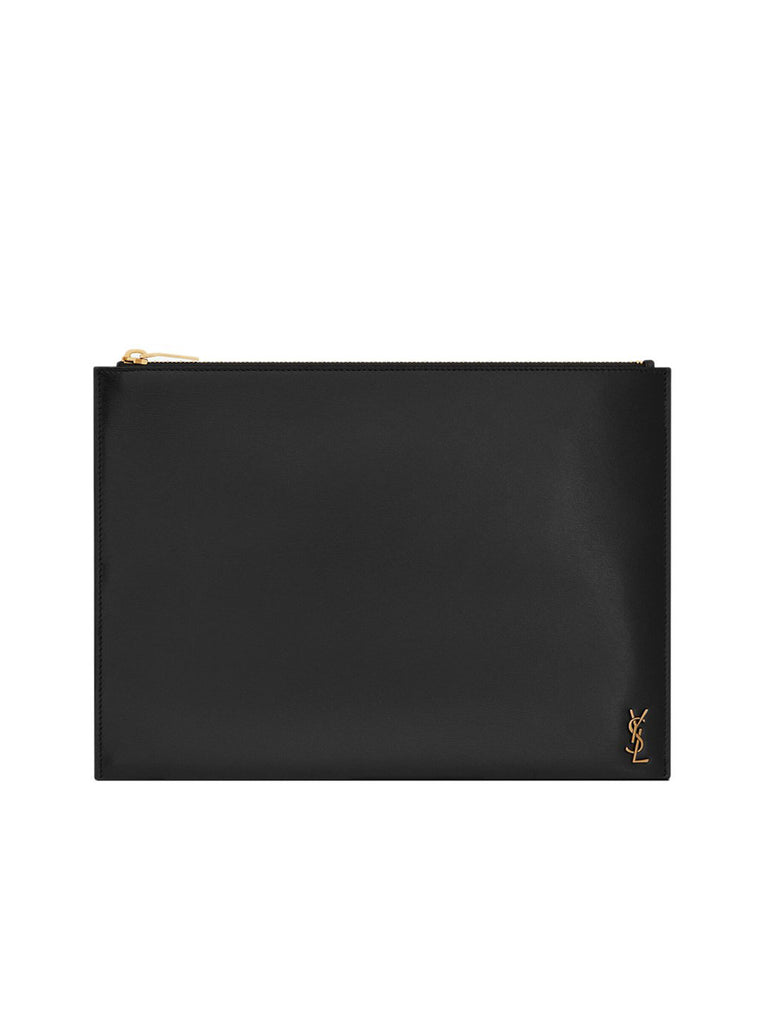 Tiny Monogram Zippered Tablet Holder in Shiny Leather