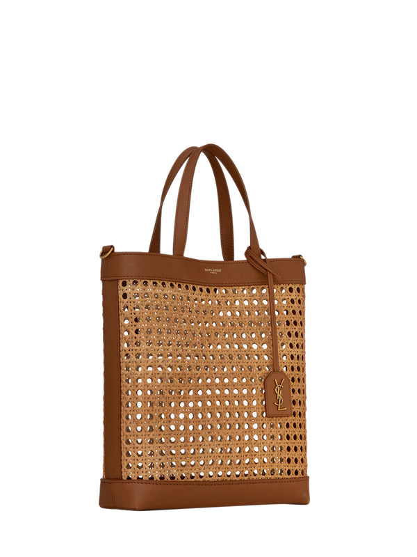 N/S Toy Shopping Bag in Woven Cane and Leather – COSETTE