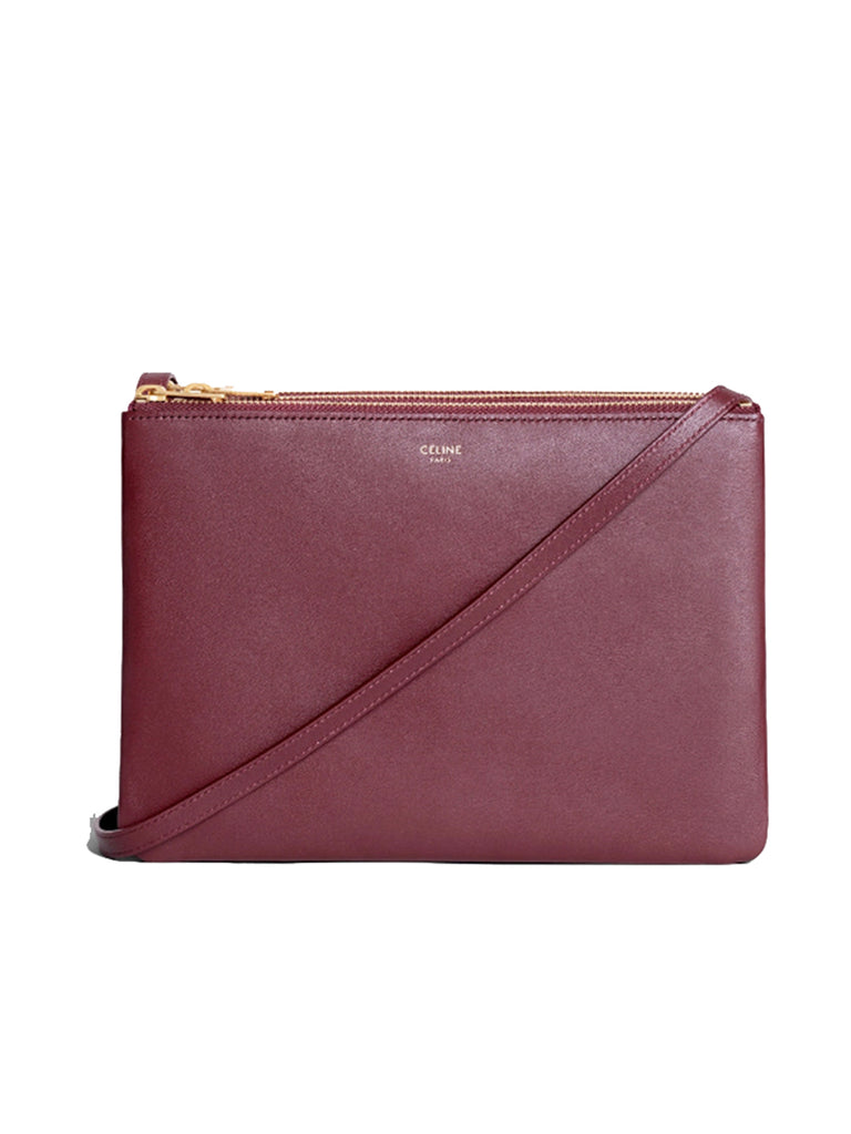 Celine Trio Bag in Smooth Lambskin in Burgundy