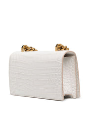 Mini Jewelled Satchel in Embossed Ivory